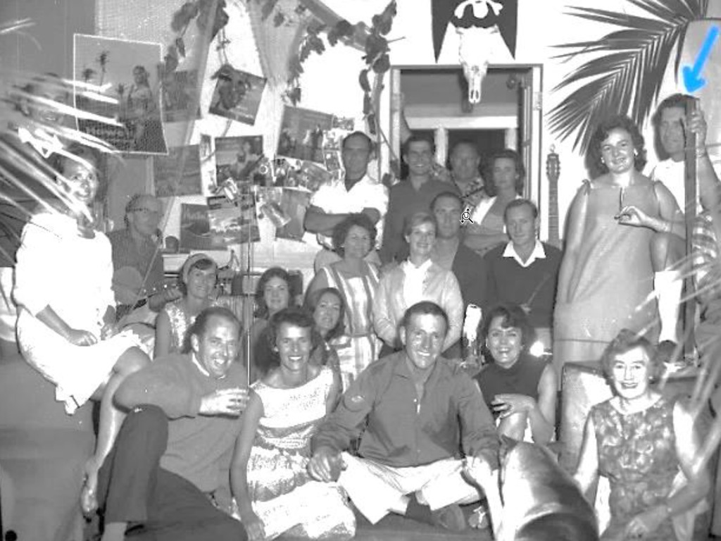 Black and white photo circa 1960 of performers from Tradewinds cabaret, Lord Howe