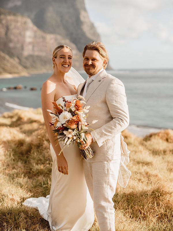 Anna Van Gelderen and Dylan Prohm on their Wedding Day. They were married on 16 March 2024 at Lover’s Bay. Friends and family came from near and far to celebrate with us. We had the very best day and would like to thank all our local vendors for making it perfect.