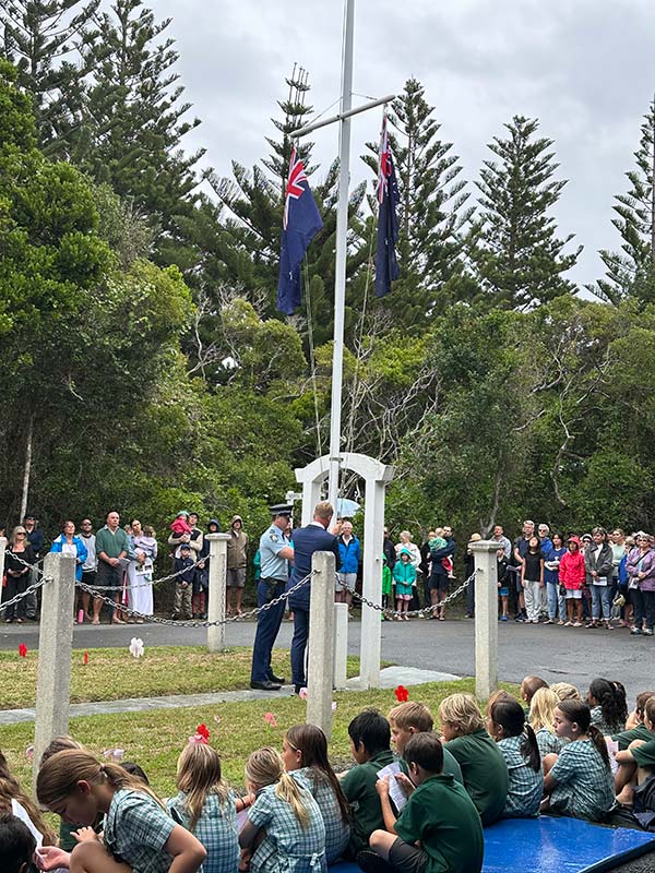 The commemoration ceremony held at the Lord Howe Island Cenotaph on Anzac Day.