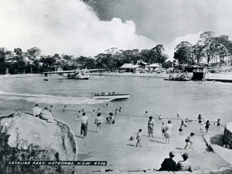 A black and white image of Catalina Park, Katoomba circa 1950