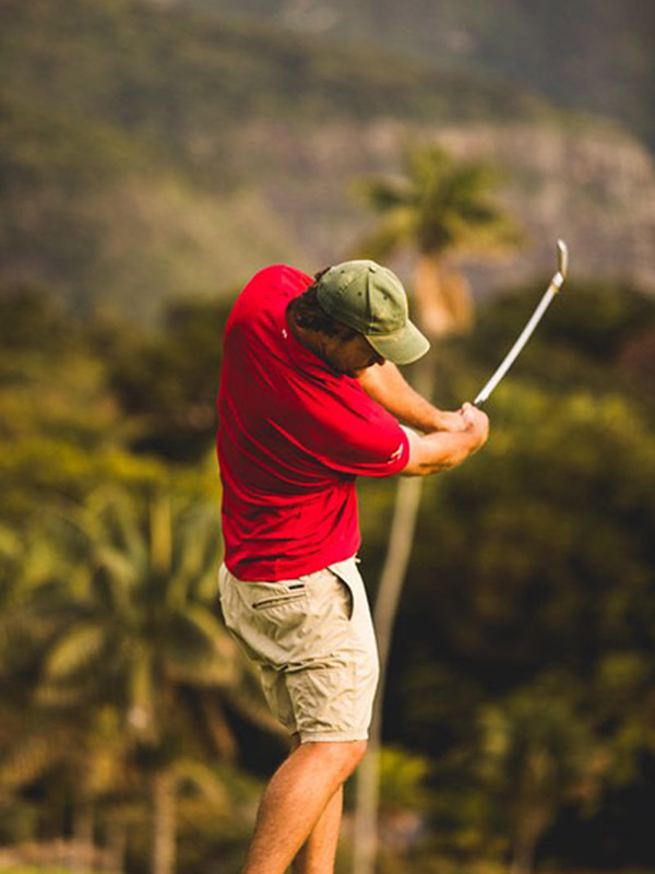 A photo of a golfer participating in the Lord Howe Golf Open.