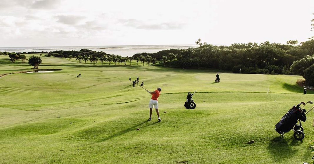 A photo of a golfer participating in the Lord Howe Golf Open.