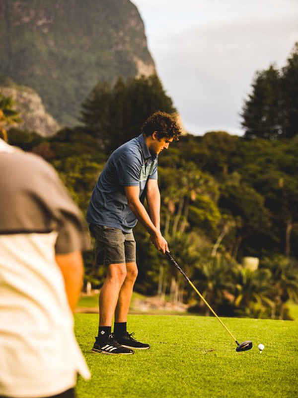 A photo of a golfer participating in the Lord Howe Golf Open.