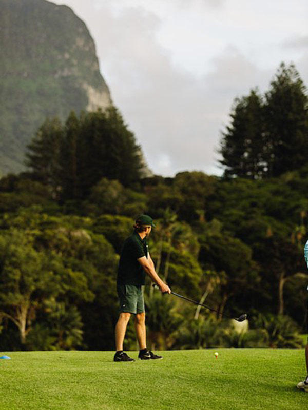 A photo of a golfer participating in the Lord Howe Golf Open.