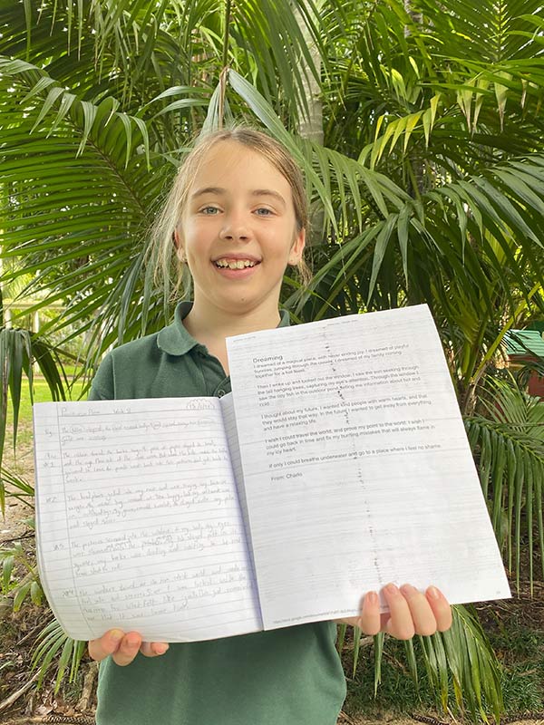 This week, some of our aspiring poets have wowed us with their clever work and talents. Pictured here is Charlo from Year 4 with two of her wonderful works.