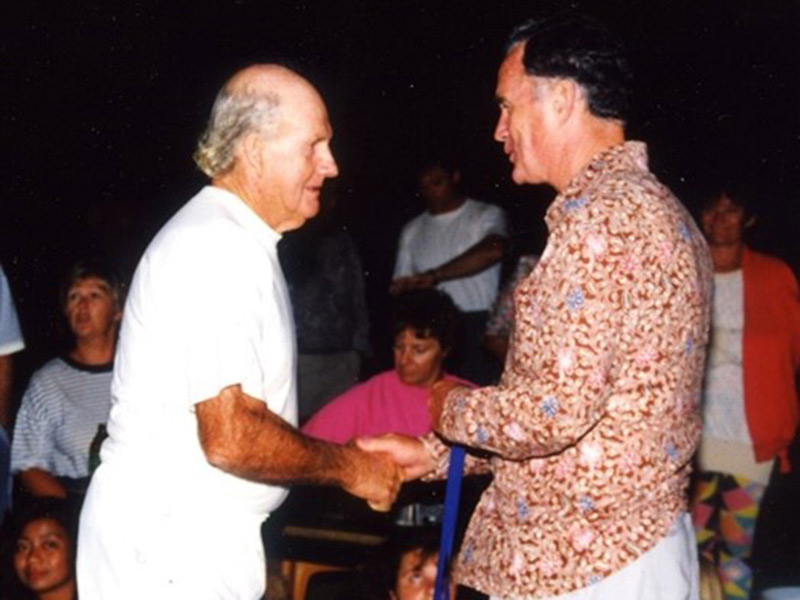 Jim initiated the first Discovery Day sports night and continued his support for the event on an annual basis. He also competed and is shown here receiving a medal on the night. Photo courtesy of the LHI Historical Society