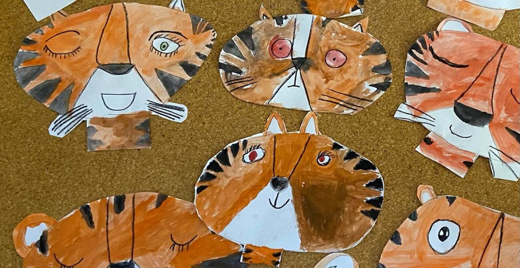 K-2 class created some terrific tigers based around the works of artist, Henri Rousseau.