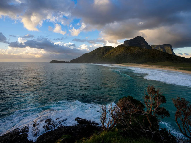 A beautiful winter image of Lord Howe Island, overlooking the coastline.