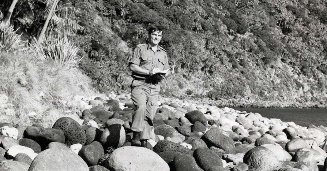 Captain Tony Coyle is pictured checking rocks near the south end of the island in May, 1974.