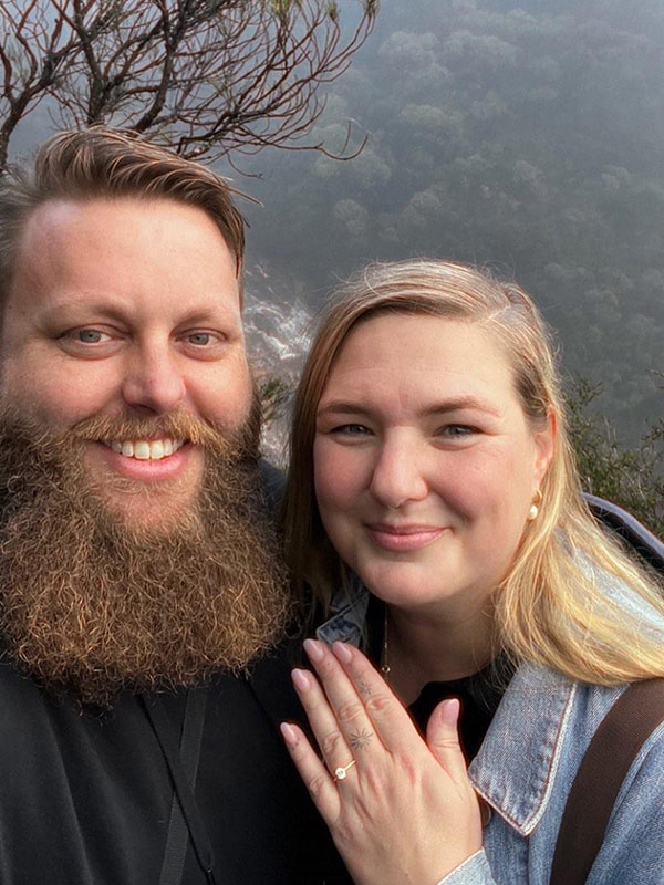 An engagement photo of Peter Higgins and Christie Mills