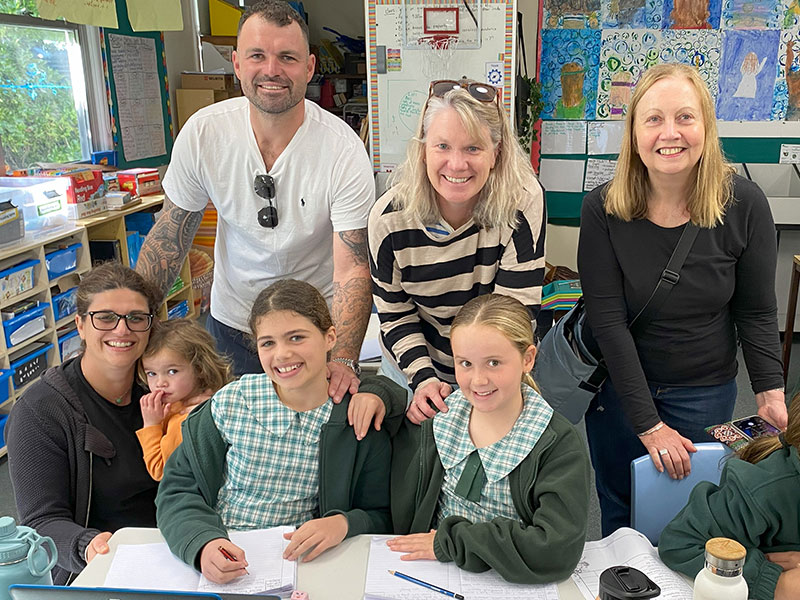 An image of Lord Howe Island school children with their parents in the classroom