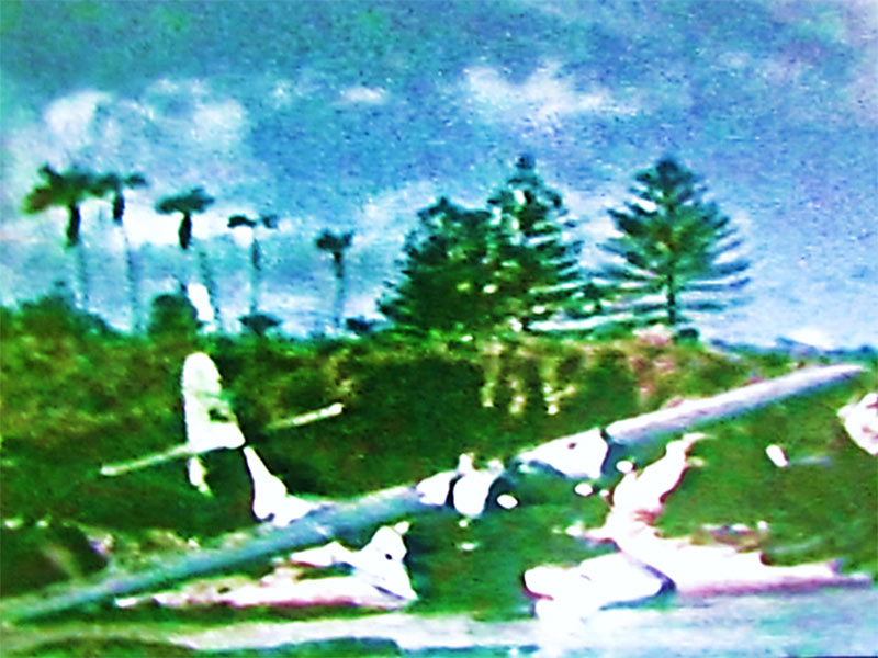 Images of the Qantas Catalina on the beach and badly damaged after the wild weather on the 23rd June, 1949. This image is a Super 8 footage from DVD “From the Sea to the Sky”